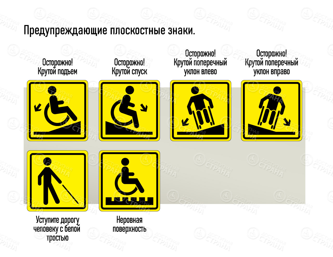 предупреждающие плоскостные знаки